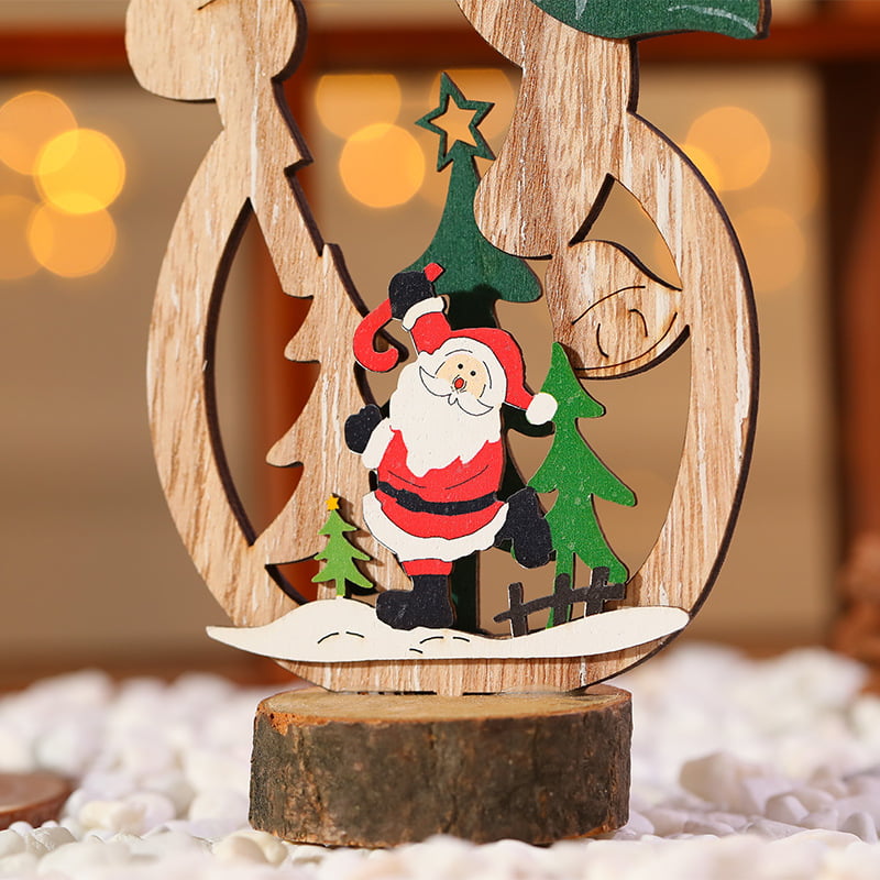 Kids Toys Wooden Craft Indoor Vintage Christmas Tree Decorations Ornament For Tree