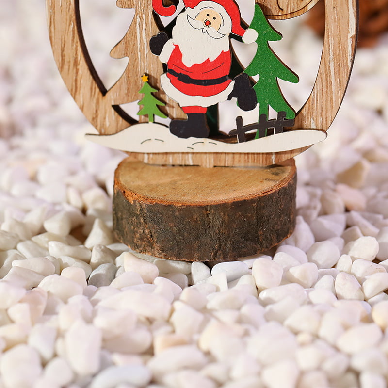Kids Toys Wooden Craft Indoor Vintage Christmas Tree Decorations Ornament For Tree