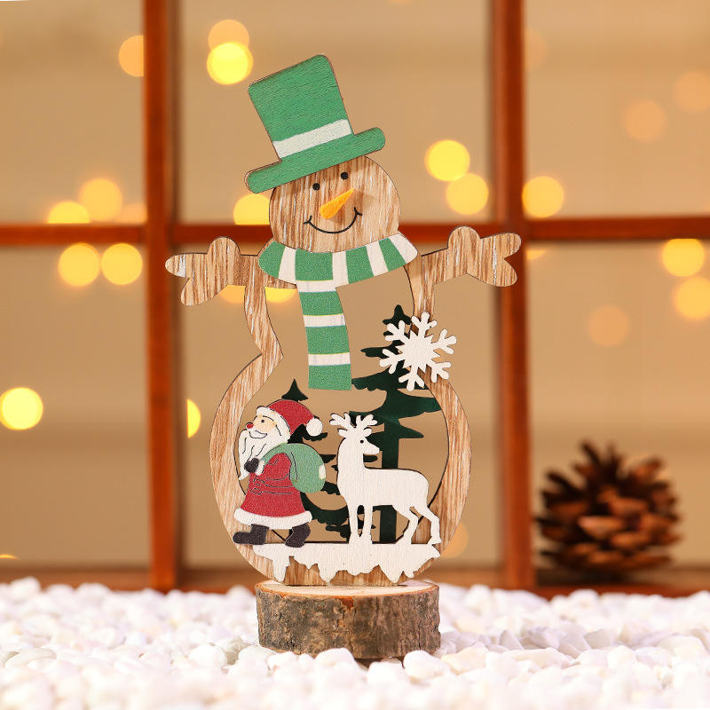Kids Toys Wooden Craft Indoor Vintage Christmas Tree Decorations Ornament For Tree