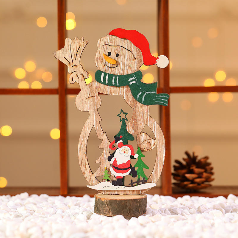 Kids Toys Wooden Craft Indoor Vintage Christmas Tree Decorations Ornament For Tree