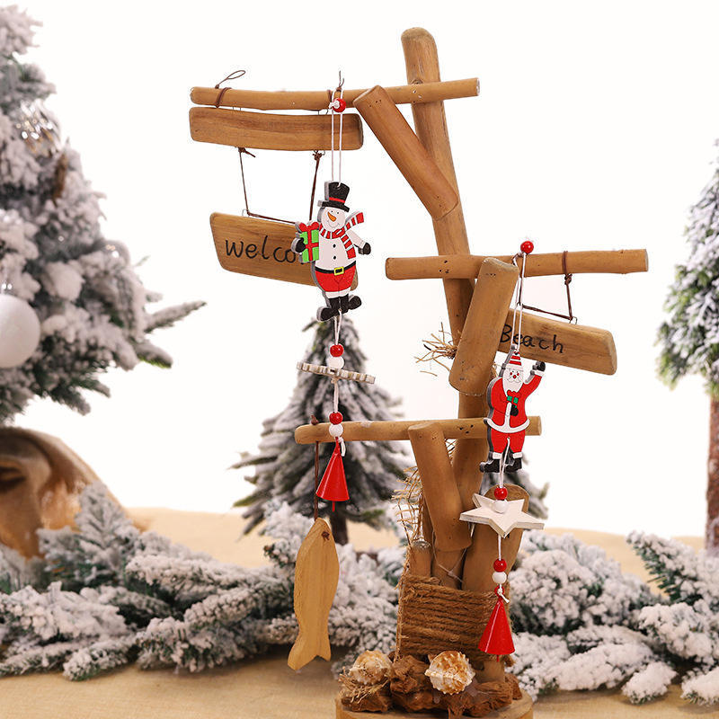 Tassel Wooden Bell Pendant Decorative Wind Chimes Modern Wooden Christmas Tree Decoration