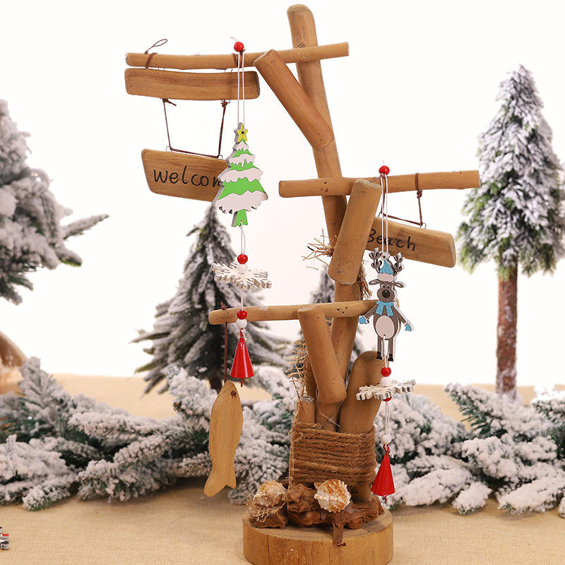 Tassel Wooden Bell Pendant Decorative Wind Chimes Modern Wooden Christmas Tree Decoration