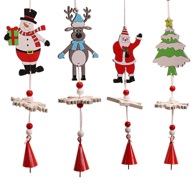 Tassel Wooden Bell Pendant Decorative Wind Chimes Modern Wooden Christmas Tree Decoration