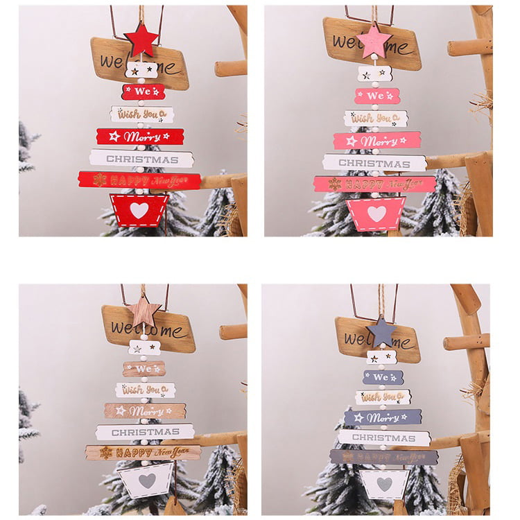 Colorful Letters Wooden Christmas Pendant Indoor Decorations Christmas Ornament For Tree
