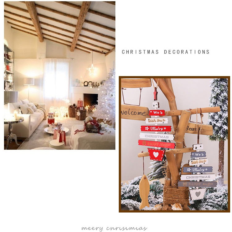 Colorful Letters Wooden Christmas Pendant Indoor Decorations Christmas Ornament For Tree