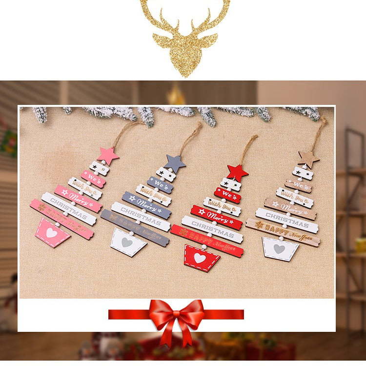 Colorful Letters Wooden Christmas Pendant Indoor Decorations Christmas Ornament For Tree