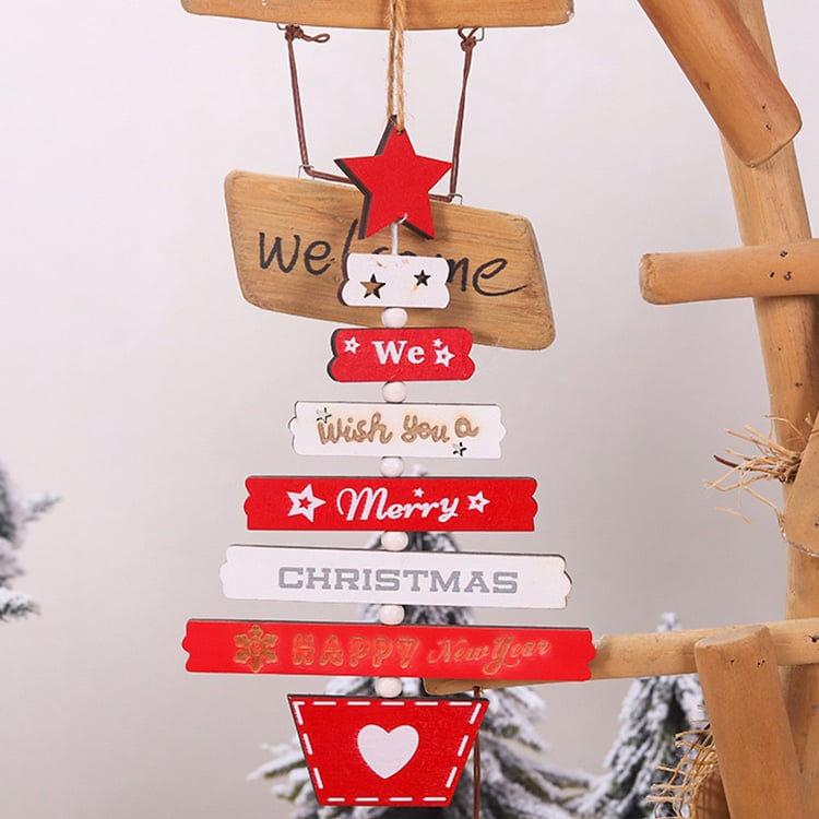 Colorful Letters Wooden Christmas Pendant Indoor Decorations Christmas Ornament For Tree