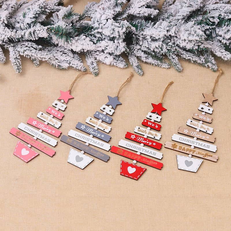 Colorful Letters Wooden Christmas Pendant Indoor Decorations Christmas Ornament For Tree