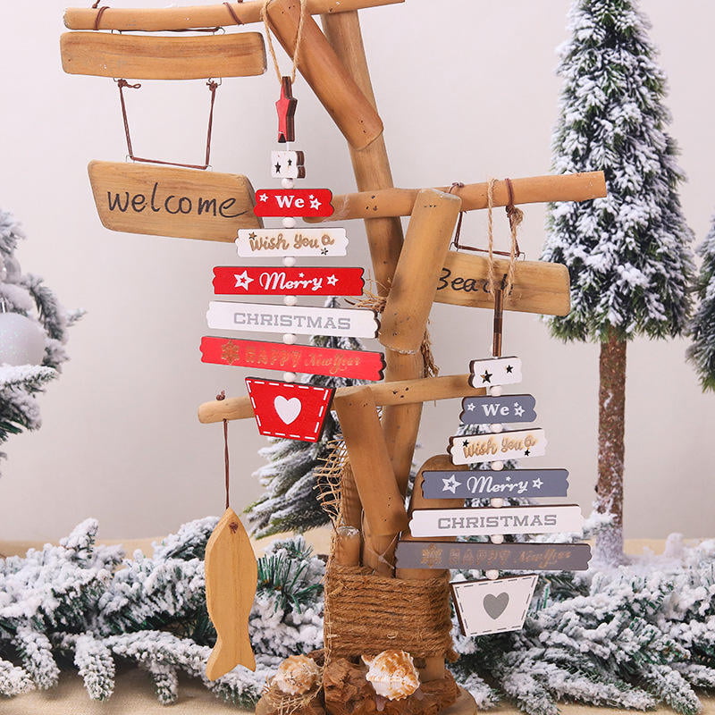 Colorful Letters Wooden Christmas Pendant Indoor Decorations Christmas Ornament For Tree