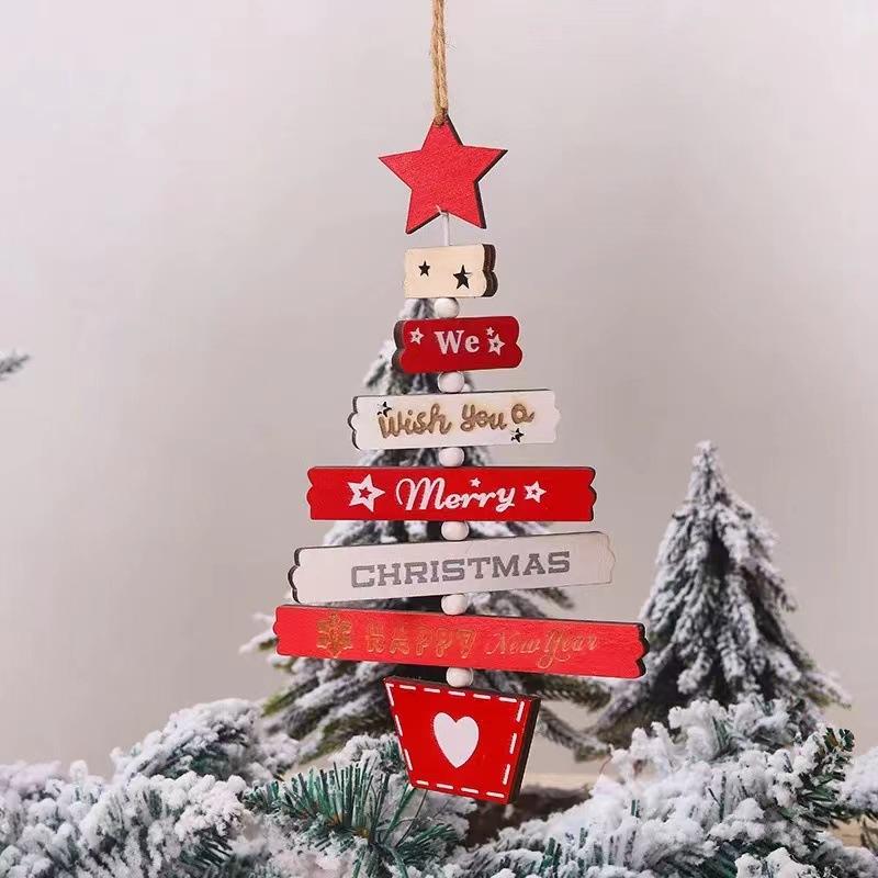 Colorful Letters Wooden Christmas Pendant Indoor Decorations Christmas Ornament For Tree
