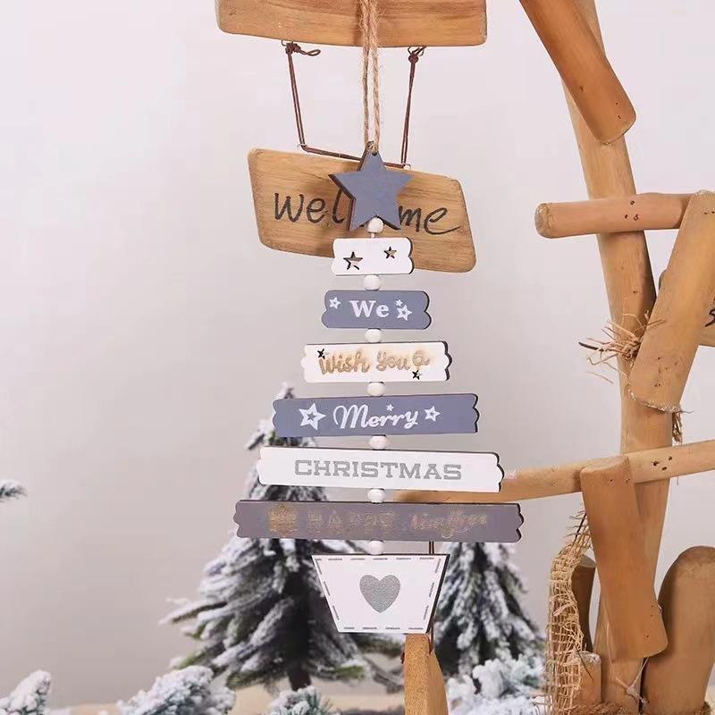 Colorful Letters Wooden Christmas Pendant Indoor Decorations Christmas Ornament For Tree