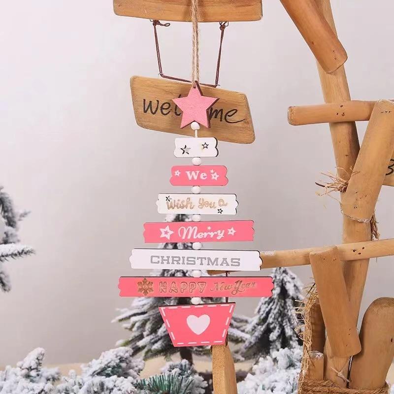 Colorful Letters Wooden Christmas Pendant Indoor Decorations Christmas Ornament For Tree
