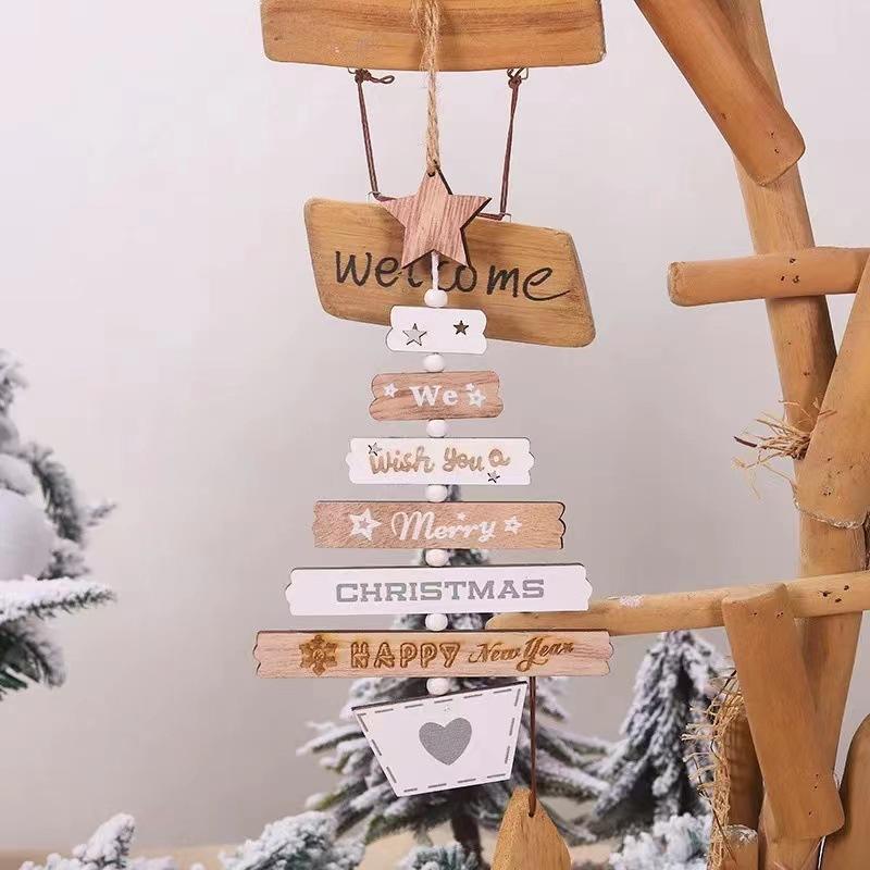 Colorful Letters Wooden Christmas Pendant Indoor Decorations Christmas Ornament For Tree