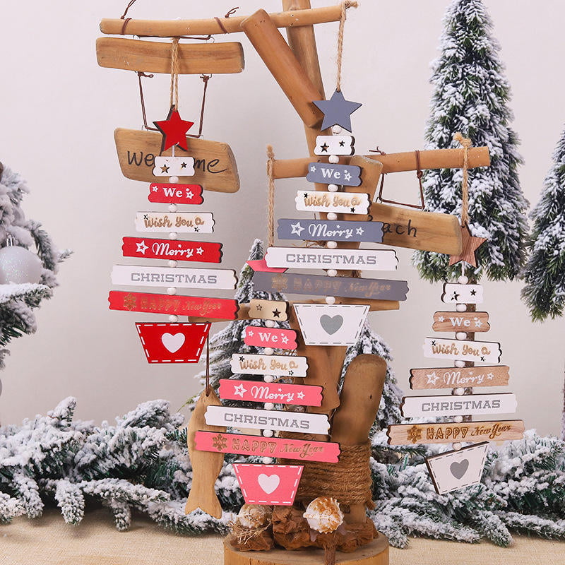 Colorful Letters Wooden Christmas Pendant Indoor Decorations Christmas Ornament For Tree