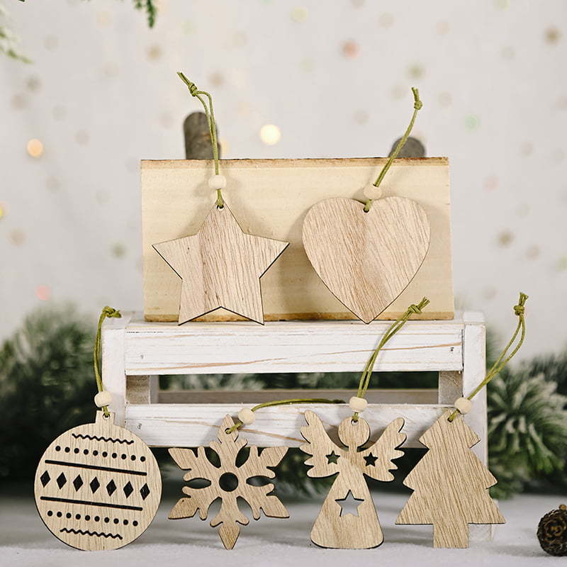 Diy Wood Crafts Tree Hanging Christmas Indoor Decorations Modern Wooden Christmas Pendant
