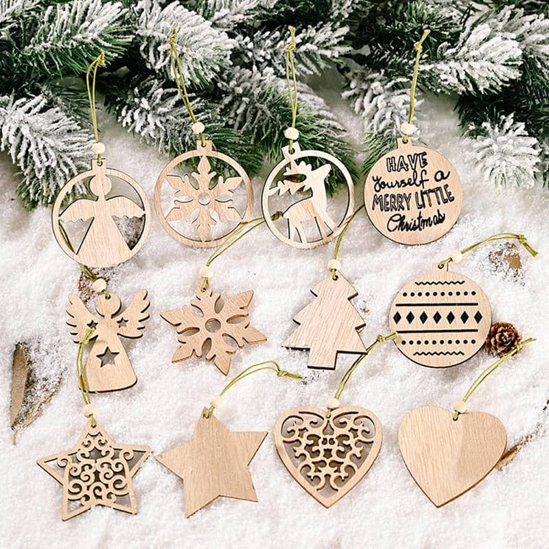 Diy Wood Crafts Tree Hanging Christmas Indoor Decorations Modern Wooden Christmas Pendant