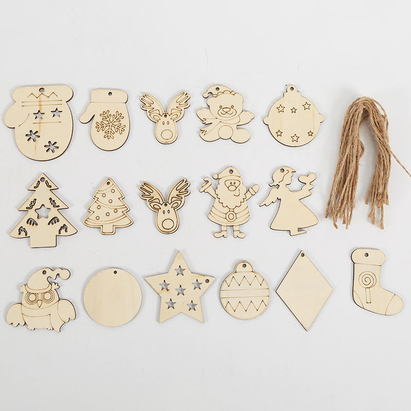 Carving Crafts Small Wood Chips Kids Decorating Christmas Tree Ornament