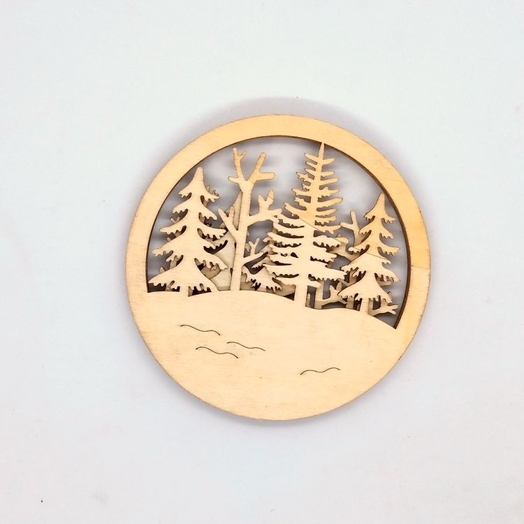 Gifts Crafts Laser Cut Hollow Wooden Santa Claus Christmas Tree Round Christmas Wooden Ornaments