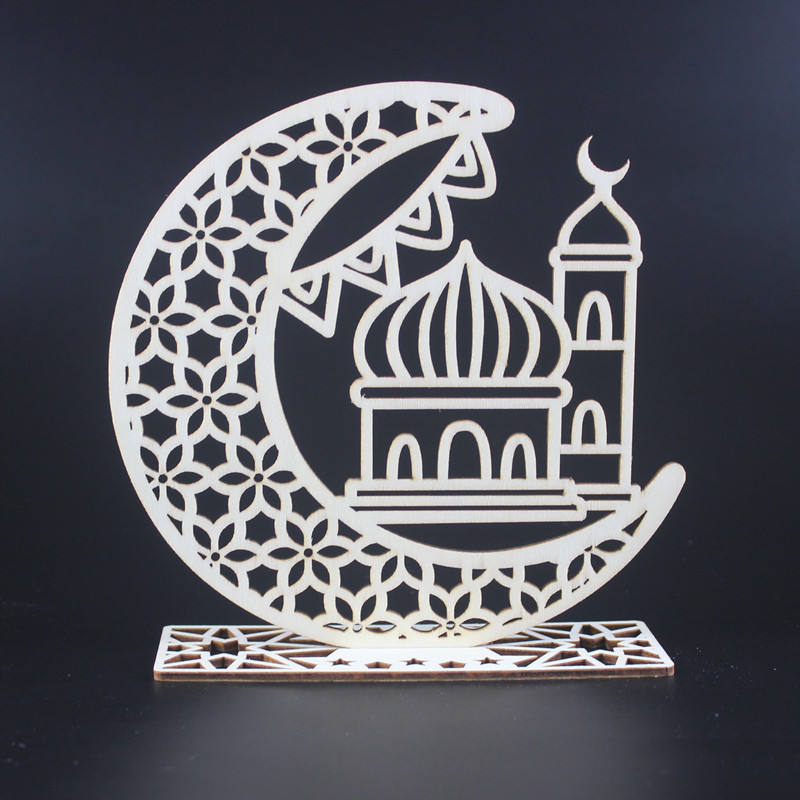 2022 muslim party eid mubarak decorations laser cut wooden eid mubarak decor