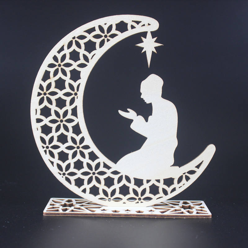 2022 muslim party eid mubarak decorations laser cut wooden eid mubarak decor