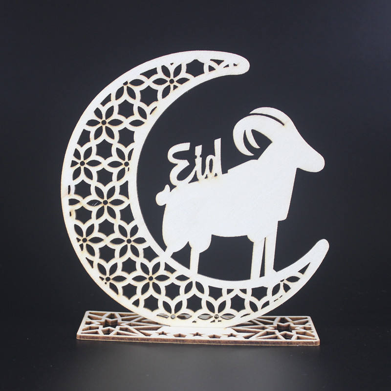 2022 muslim party eid mubarak decorations laser cut wooden eid mubarak decor