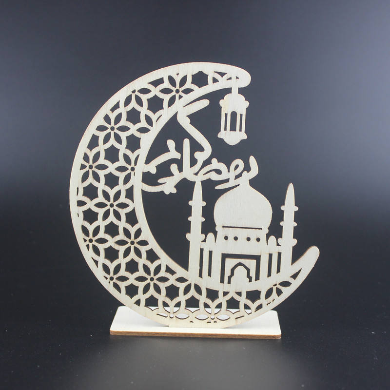 2022 muslim party eid mubarak decorations laser cut wooden eid mubarak decor