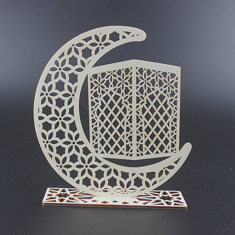 2022 muslim party eid mubarak decorations laser cut wooden eid mubarak decor