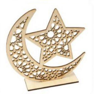 2022 Islamic Ramadan Star Moon Ornament Wooden Tray Muslim Wedding Party Ramadan Wood Hanging Decorations